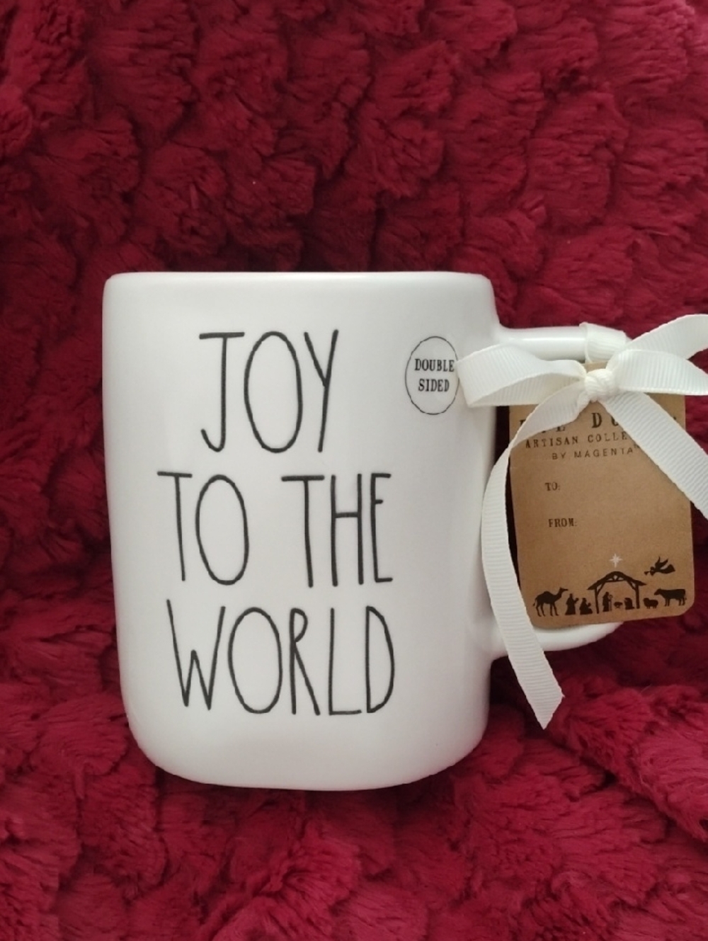 Rea Dunn "Joy To The World" White Ceramic Mug - Holiday Gift